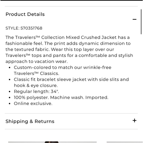 Chico’s Travelers Collection Mixed Print Crushed Jacket With Hook Closure Size L - Picture 11 of 16